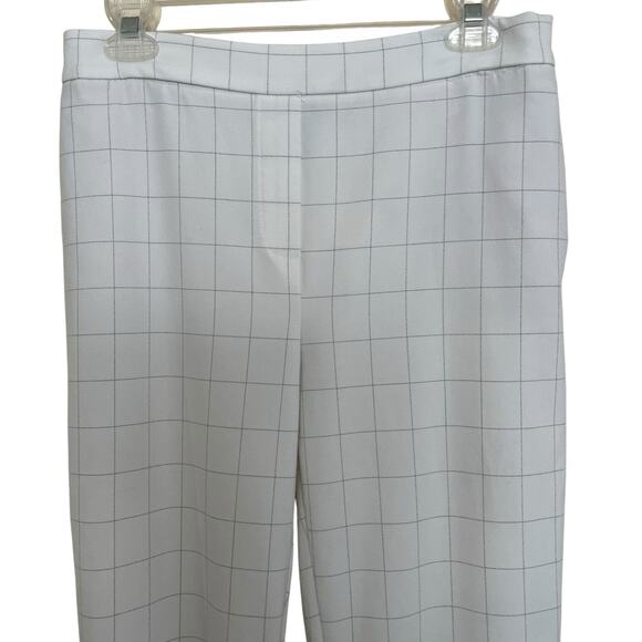 Rachel Zoe | White Windowpane Elastic Waist Crop Preppy Pants Sz 6 Checkered - Picture 2 of 6